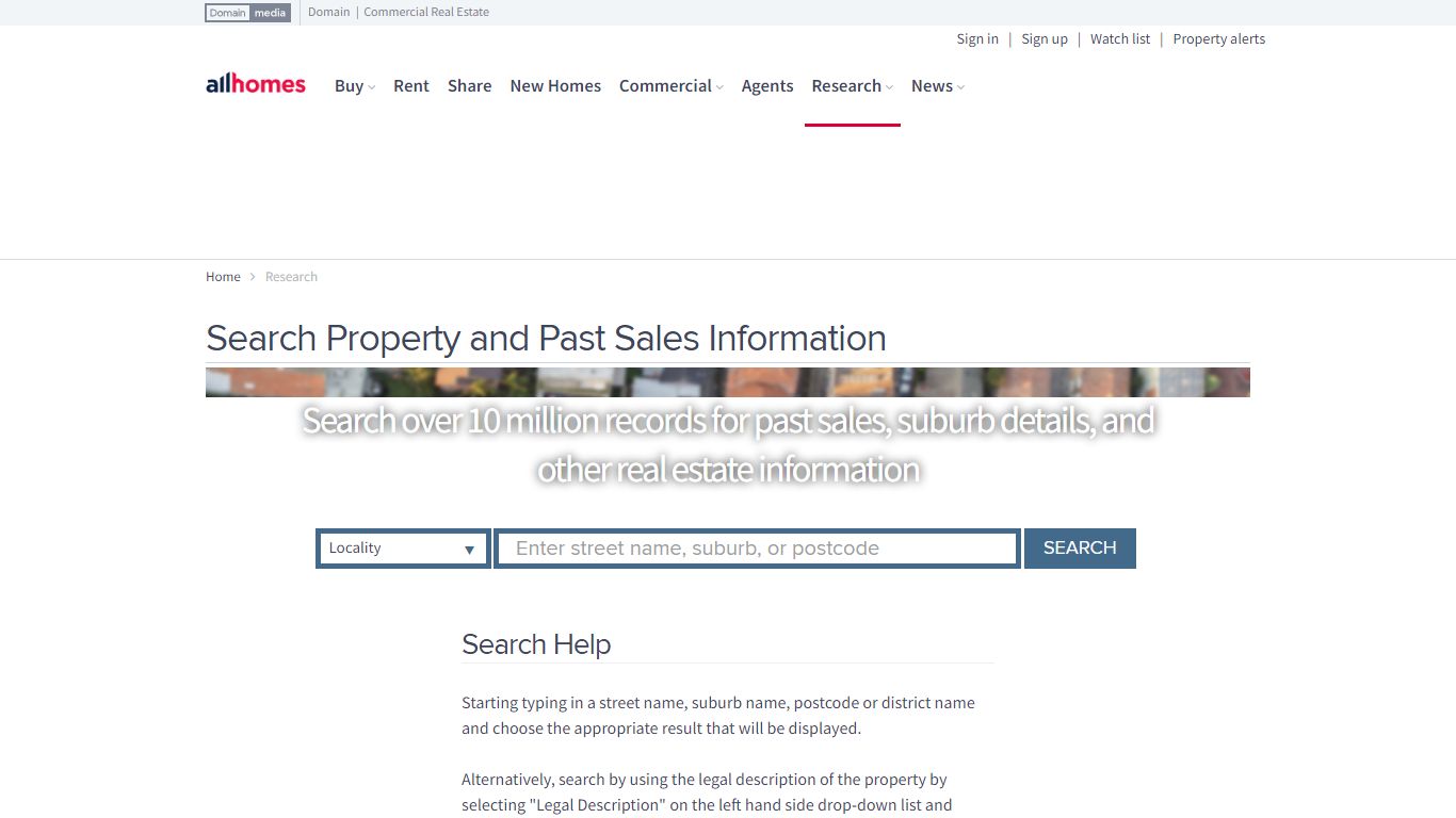 Search Property and Past Sales Information | allhomes